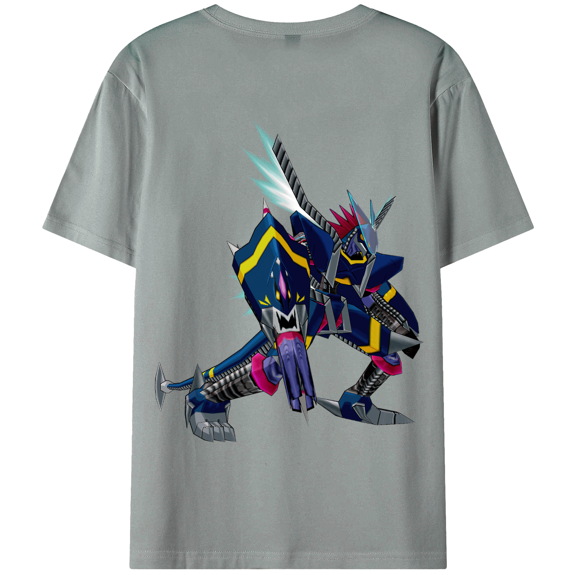 （画像用） Digimon デジタルモンスター/デジモン 綿100％ メンズ半袖Tシャツ（バックプリント） 通気性